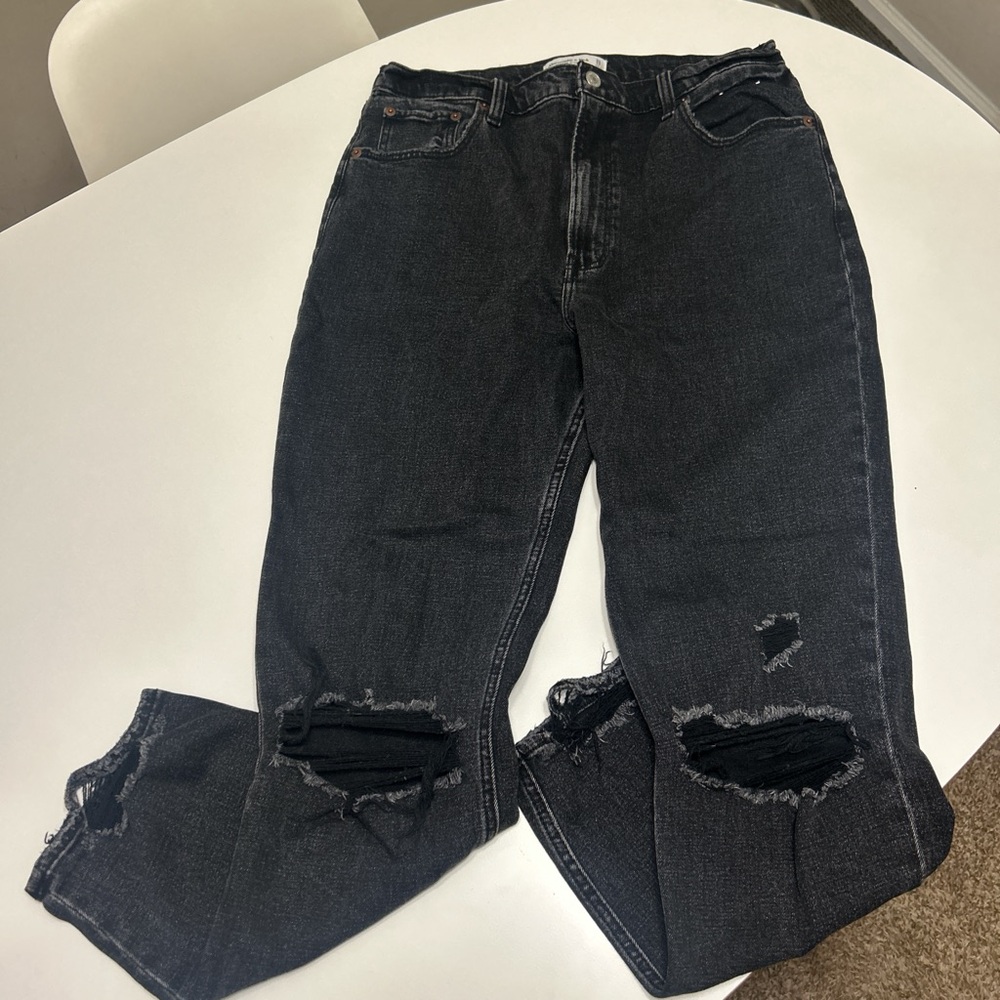 Abercrombie & Fitch Black Distressed Boyfriend Jeans